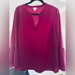 Womens J Crew XL Trumpet Sleeve Blouse